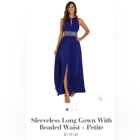 R & M Richard’s Sleeveless Long Gown With Beaded Waist size 4 NWOT - Picture 5 of 11